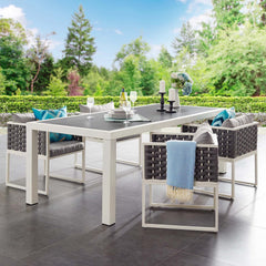 Stance White/Gray 90.5" Outdoor Patio Aluminum Dining Table - Ornate Home