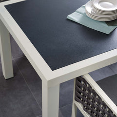 Stance White/Gray 90.5" Outdoor Patio Aluminum Dining Table - Ornate Home