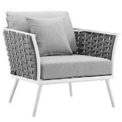 Stance White/Gray Outdoor Patio Aluminum Armchair - Ornate Home
