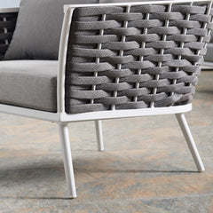 Stance White/Gray Outdoor Patio Aluminum Armchair - Ornate Home