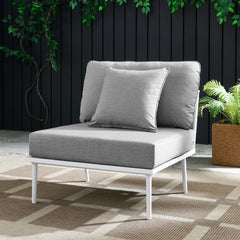 Stance White/Gray Outdoor Patio Aluminum Armless Chair - Ornate Home