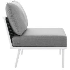 Stance White/Gray Outdoor Patio Aluminum Armless Chair - Ornate Home