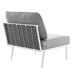 Stance White/Gray Outdoor Patio Aluminum Armless Chair - Ornate Home