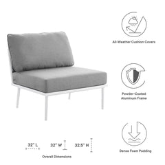 Stance White/Gray Outdoor Patio Aluminum Armless Chair - Ornate Home