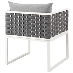 Stance White/Gray Outdoor Patio Aluminum Dining Armchair - Ornate Home