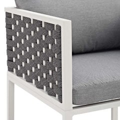 Stance White/Gray Outdoor Patio Aluminum Dining Armchair - Ornate Home