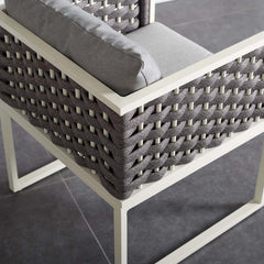 Stance White/Gray Outdoor Patio Aluminum Dining Armchair - Ornate Home