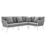 Stance White/Gray Outdoor Patio Aluminum Large Sectional Sofa - Ornate Home