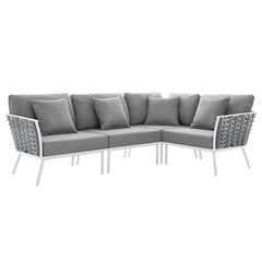 Stance White/Gray Outdoor Patio Aluminum Large Sectional Sofa - Ornate Home