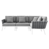 Stance White/Gray Outdoor Patio Aluminum Large Sectional Sofa - Ornate Home