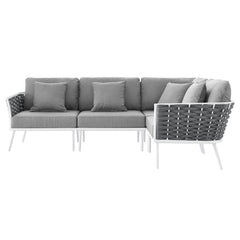 Stance White/Gray Outdoor Patio Aluminum Large Sectional Sofa - Ornate Home