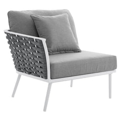 Stance White/Gray Outdoor Patio Aluminum Large Sectional Sofa - Ornate Home