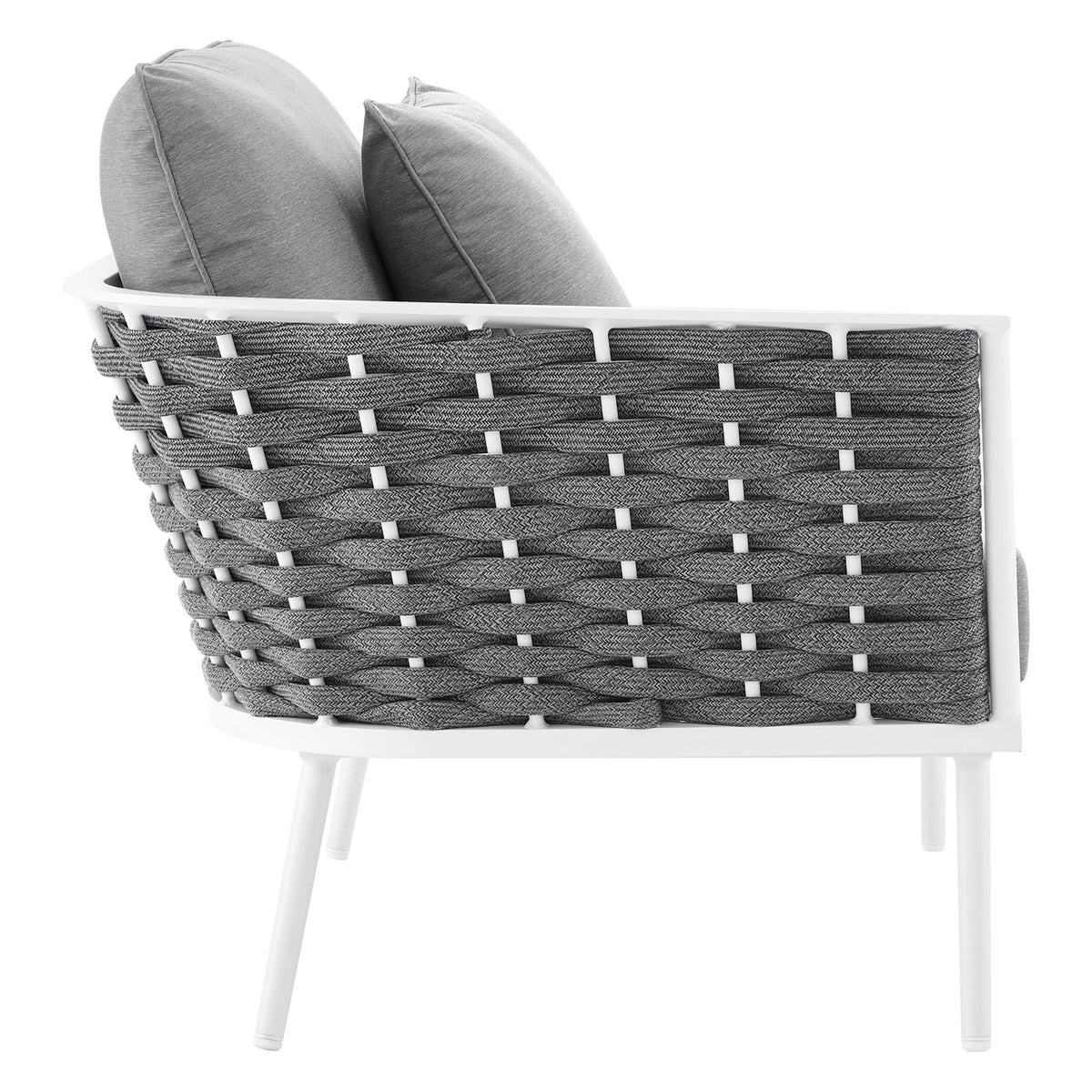 Stance White/Gray Outdoor Patio Aluminum Large Sectional Sofa - Ornate Home