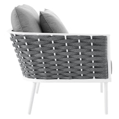 Stance White/Gray Outdoor Patio Aluminum Large Sectional Sofa - Ornate Home
