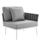 Stance White/Gray Outdoor Patio Aluminum Large Sectional Sofa - Ornate Home