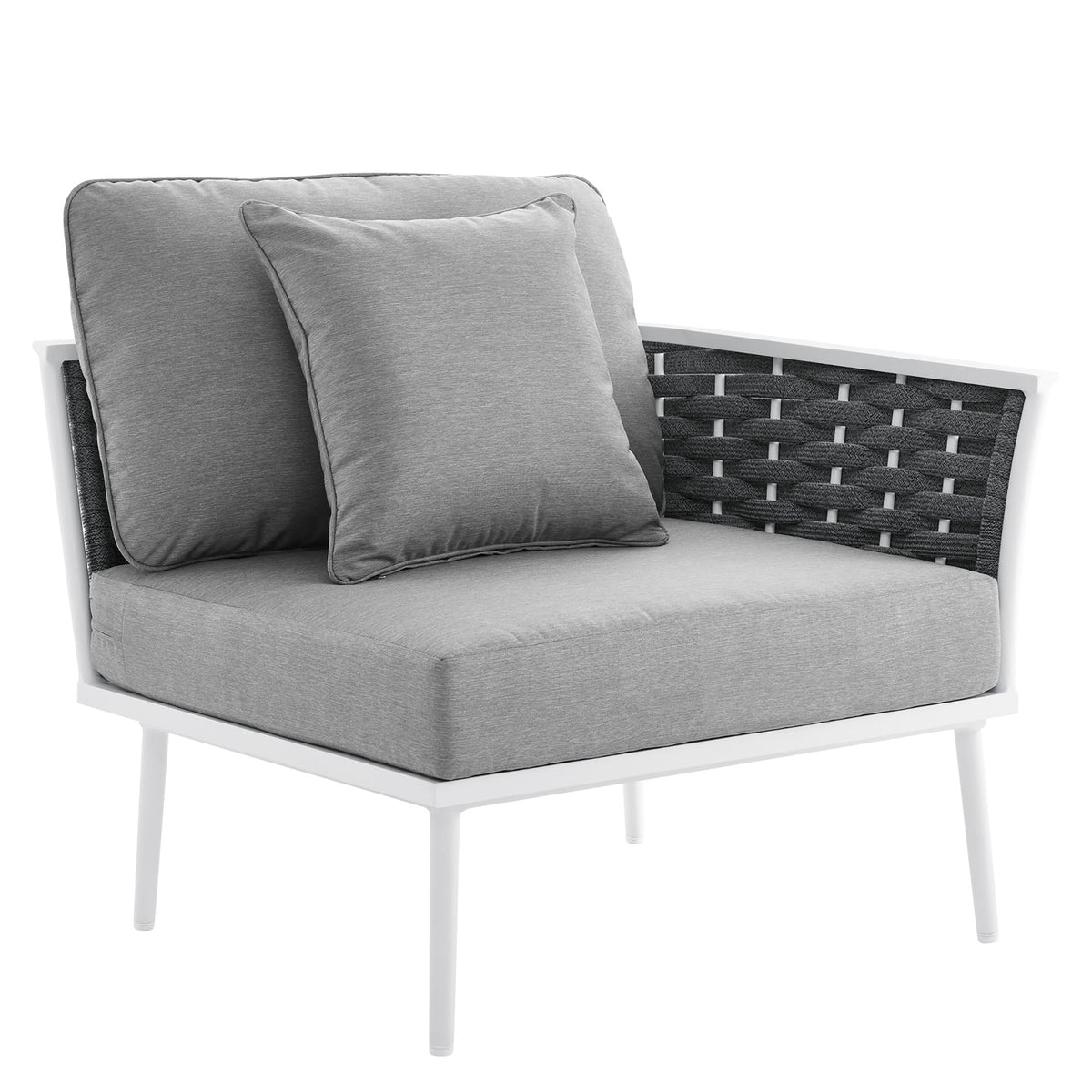Stance White/Gray Outdoor Patio Aluminum Large Sectional Sofa - Ornate Home