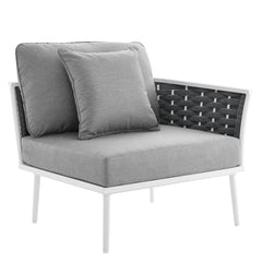 Stance White/Gray Outdoor Patio Aluminum Large Sectional Sofa - Ornate Home