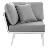 Stance White/Gray Outdoor Patio Aluminum Large Sectional Sofa - Ornate Home