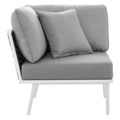 Stance White/Gray Outdoor Patio Aluminum Large Sectional Sofa - Ornate Home