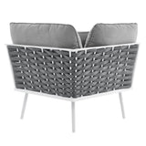 Stance White/Gray Outdoor Patio Aluminum Large Sectional Sofa - Ornate Home