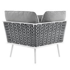 Stance White/Gray Outdoor Patio Aluminum Large Sectional Sofa - Ornate Home