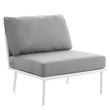 Stance White/Gray Outdoor Patio Aluminum Large Sectional Sofa - Ornate Home