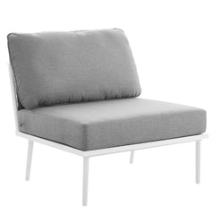 Stance White/Gray Outdoor Patio Aluminum Large Sectional Sofa - Ornate Home