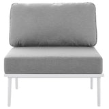 Stance White/Gray Outdoor Patio Aluminum Large Sectional Sofa - Ornate Home