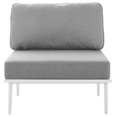 Stance White/Gray Outdoor Patio Aluminum Large Sectional Sofa - Ornate Home