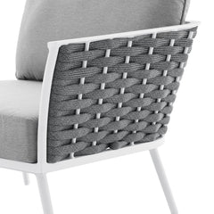Stance White/Gray Outdoor Patio Aluminum Large Sectional Sofa - Ornate Home