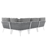 Stance White/Gray Outdoor Patio Aluminum Large Sectional Sofa - Ornate Home