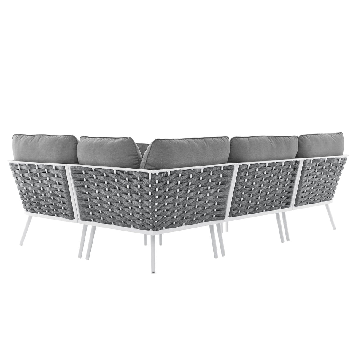 Stance White/Gray Outdoor Patio Aluminum Large Sectional Sofa - Ornate Home