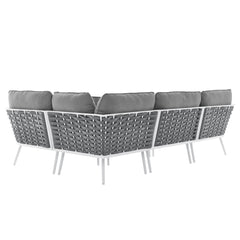 Stance White/Gray Outdoor Patio Aluminum Large Sectional Sofa - Ornate Home