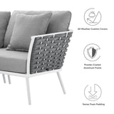 Stance White/Gray Outdoor Patio Aluminum Large Sectional Sofa - Ornate Home
