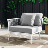 Stance White/Gray Outdoor Patio Aluminum Left-Facing Armchair - Ornate Home