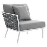 Stance White/Gray Outdoor Patio Aluminum Left-Facing Armchair - Ornate Home