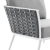 Stance White/Gray Outdoor Patio Aluminum Left-Facing Armchair - Ornate Home