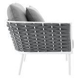 Stance White/Gray Outdoor Patio Aluminum Left-Facing Armchair - Ornate Home
