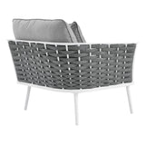 Stance White/Gray Outdoor Patio Aluminum Left-Facing Armchair - Ornate Home