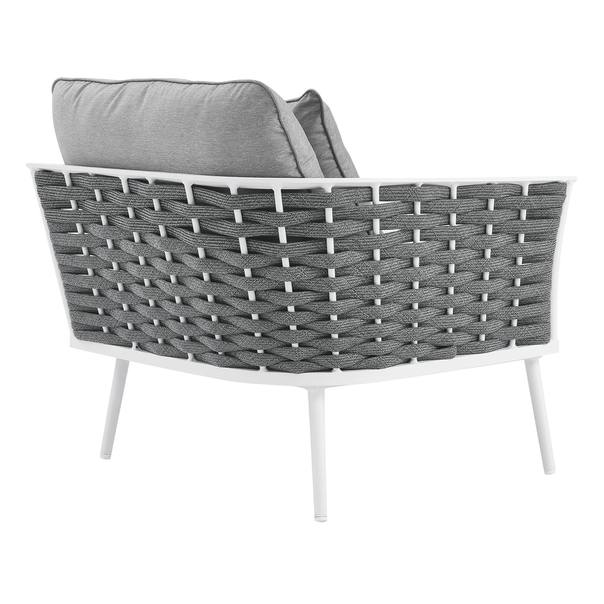 Stance White/Gray Outdoor Patio Aluminum Left-Facing Armchair - Ornate Home