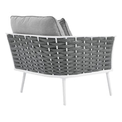 Stance White/Gray Outdoor Patio Aluminum Left-Facing Armchair - Ornate Home