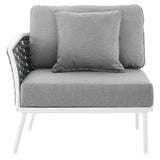 Stance White/Gray Outdoor Patio Aluminum Left-Facing Armchair - Ornate Home