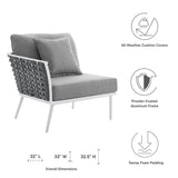 Stance White/Gray Outdoor Patio Aluminum Left-Facing Armchair - Ornate Home