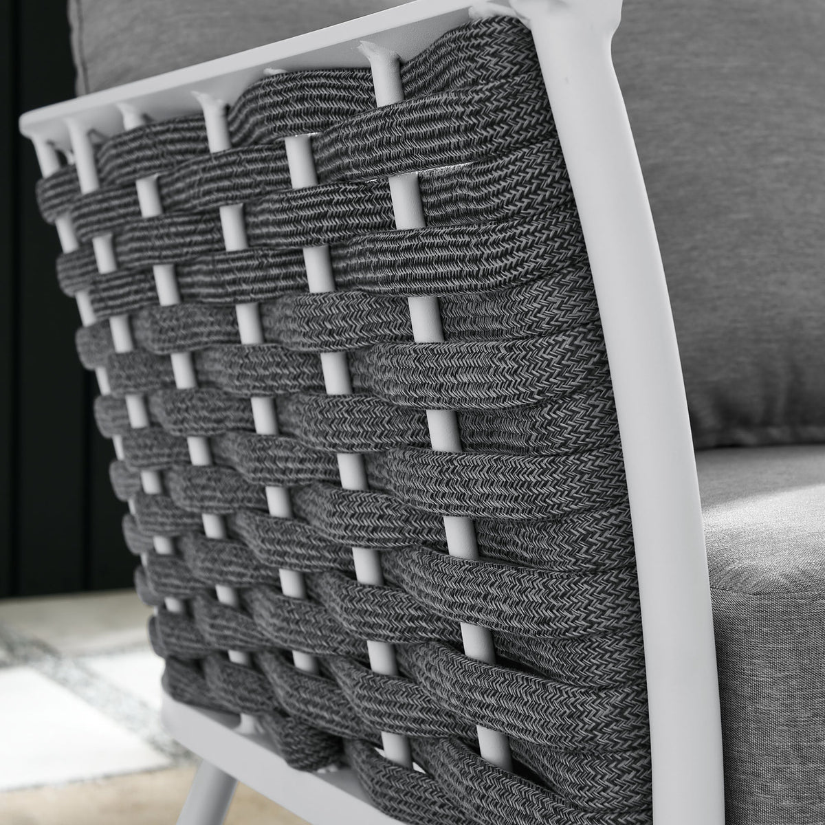 Stance White/Gray Outdoor Patio Aluminum Left-Facing Armchair - Ornate Home