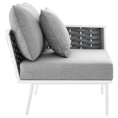 Stance White/Gray Outdoor Patio Aluminum Right-Facing Armchair - Ornate Home
