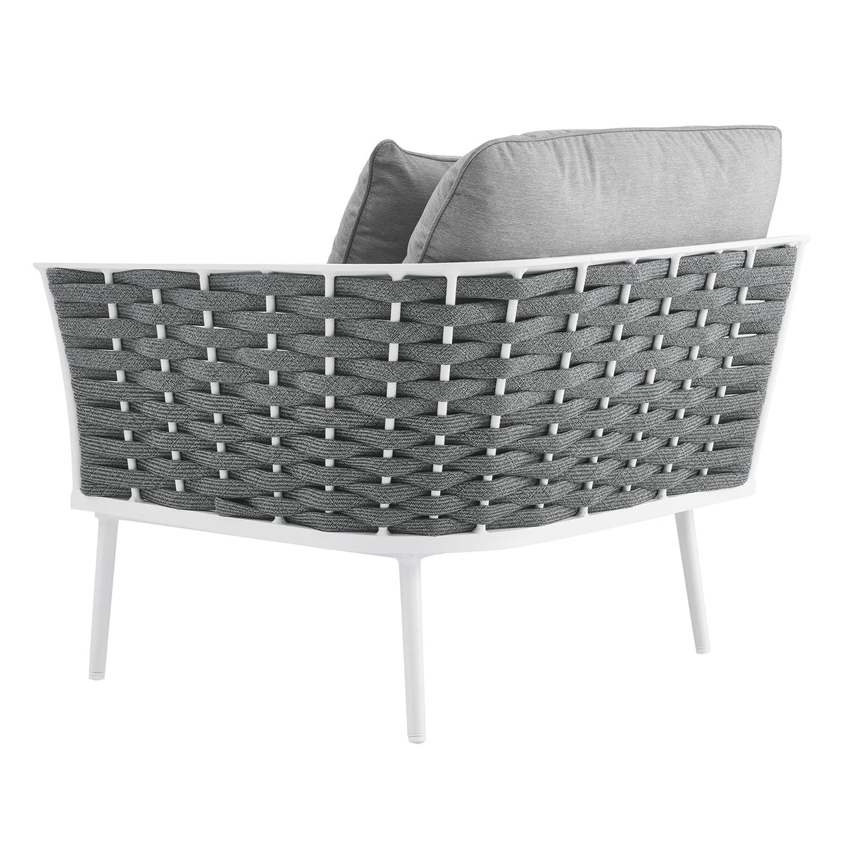 Stance White/Gray Outdoor Patio Aluminum Right-Facing Armchair - Ornate Home