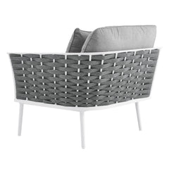 Stance White/Gray Outdoor Patio Aluminum Right-Facing Armchair - Ornate Home