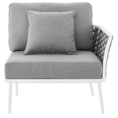 Stance White/Gray Outdoor Patio Aluminum Right-Facing Armchair - Ornate Home