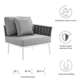 Stance White/Gray Outdoor Patio Aluminum Right-Facing Armchair - Ornate Home