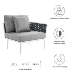 Stance White/Gray Outdoor Patio Aluminum Right-Facing Armchair - Ornate Home